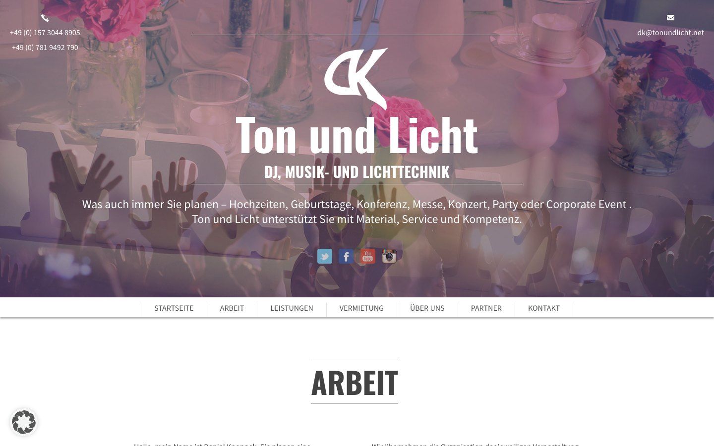 Startseite von Ton und Licht