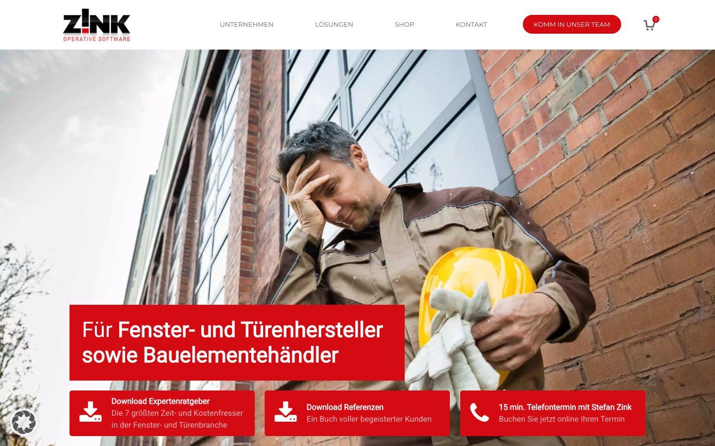 Startseite von Zink-Software